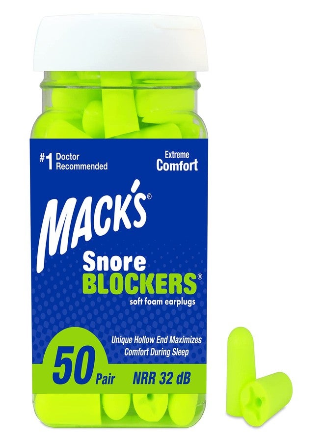 Mack's Mack’s Snore Blockers Soft Foam Earplugs, 50 Pair – 32 dB High NRR, 37 dB SNR – Comfortable Ear Plugs for Sleeping, Snoring, Loud Noise and Travel - Image 1